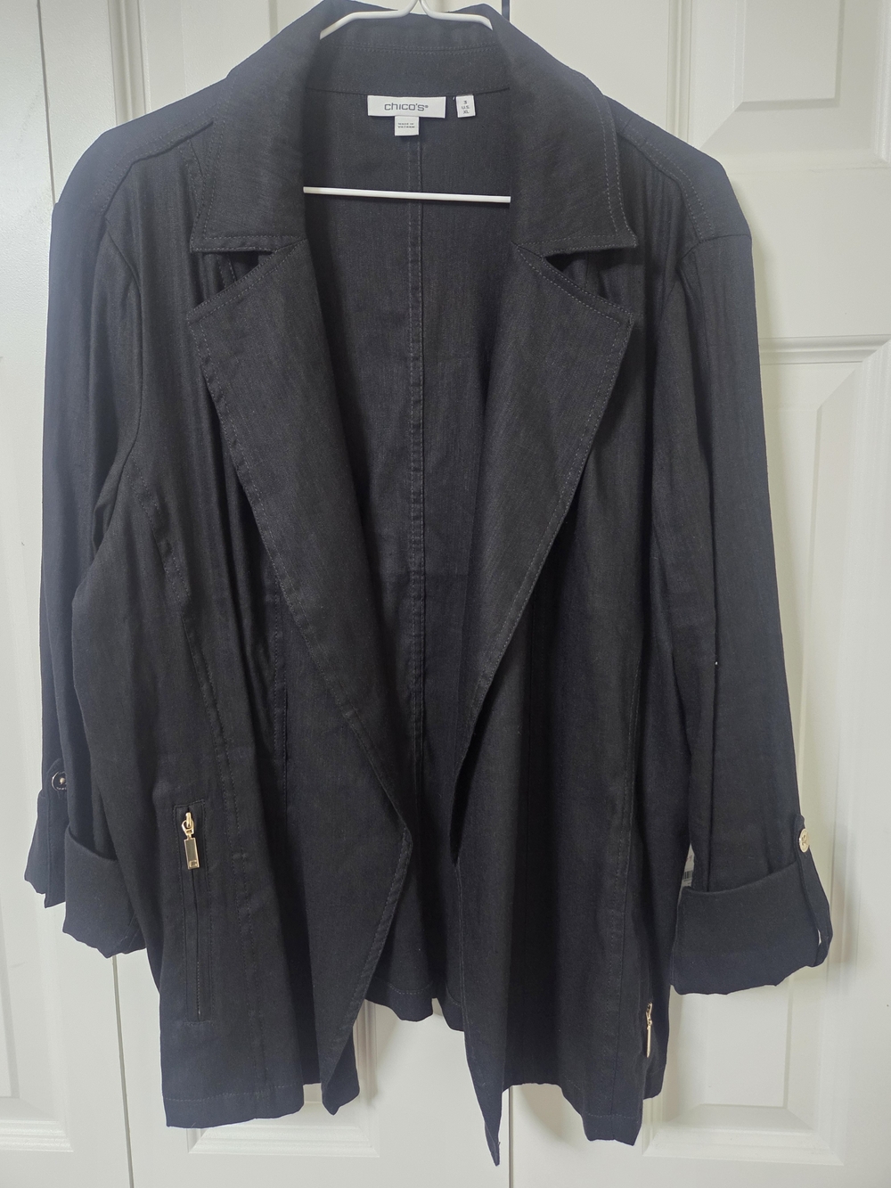 Chico's Black Open-Front Linen Jacket